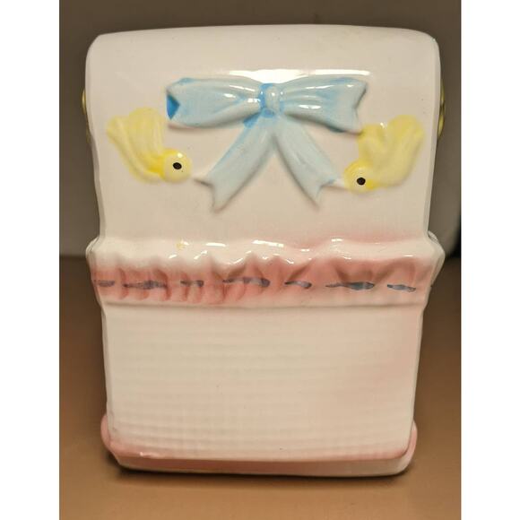 My Neil Vintage 1983 Baby Cradle Planter Pink Bassinet Carriage Nursery Gift - Picture 4 of 10